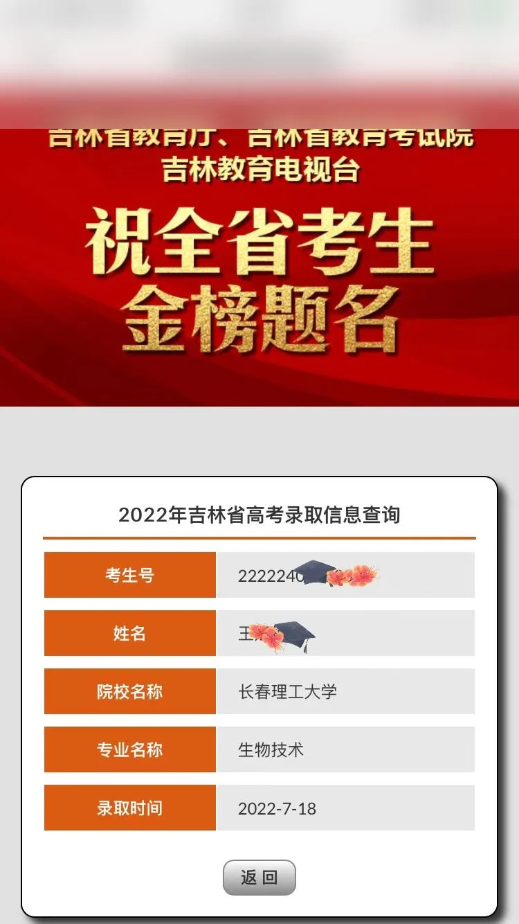 长春理工大学录取喜报